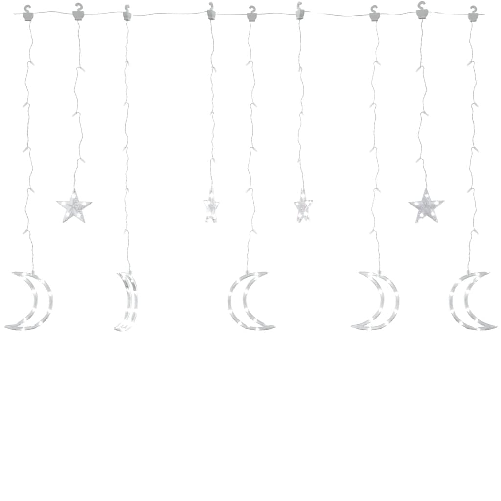 Star and Moon Fairy Lights Remote Control 138 LED Cold White